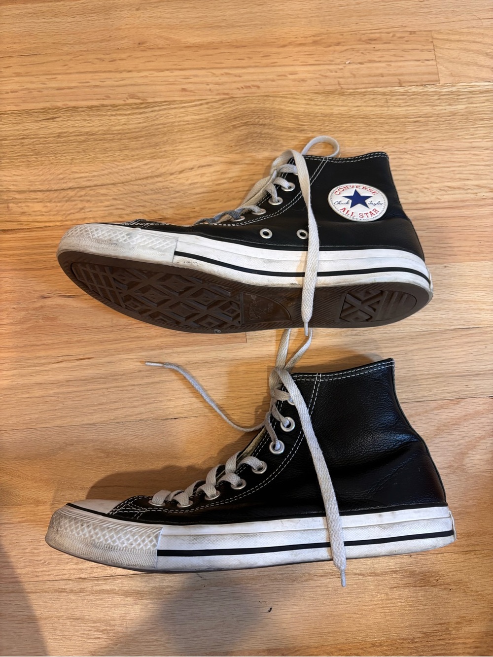 Converse Chuck Taylor All Star Leather High Tops in black size women's 9 - Picture 9 of 12